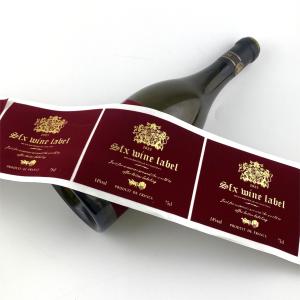 China Red Velvet Wine Bottle Tags Silver Embossing Private Label Wine For Glass Bottles wholesale