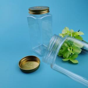 China 320ml Square Plastic Jars With Lids Candy Cookie Nuts Packaging wholesale