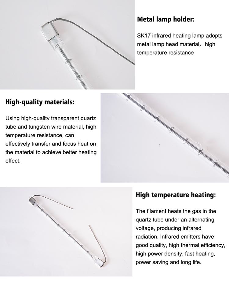 SHC100731 Clear Quartz 8-14mm Sk17 Base Halogen Heater Tube Infrared Emitters