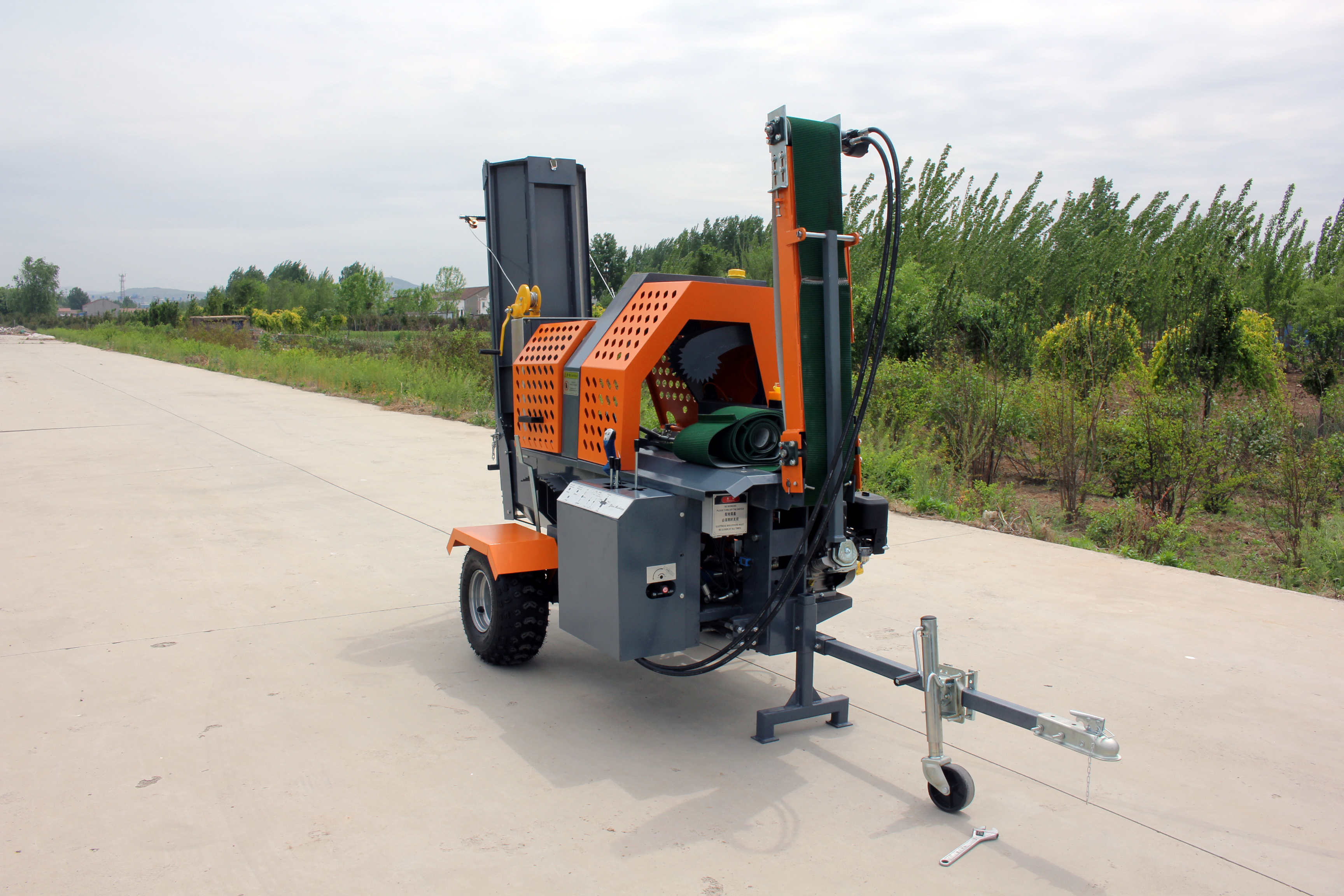 Log Splitter 19inch 480mm Gasoline Electric Firewood Processor With Track