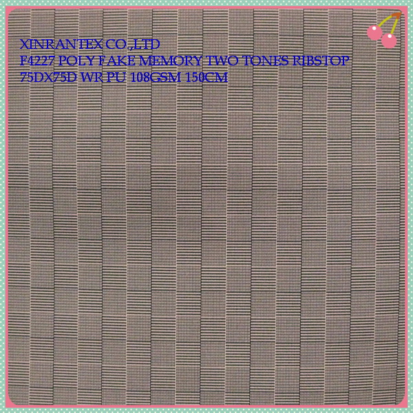 F4225 100% pes memory twill for outdoor jacket 130GSM 75DX75D two tones yarn dyed effect