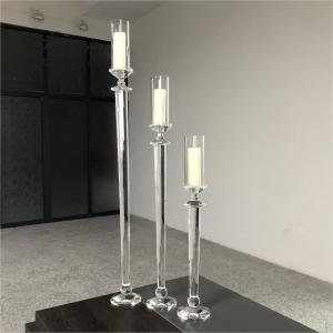 China Small Crystal Glass Candle Holder Luxury Event Table Decoration Long Pole 115CM wholesale