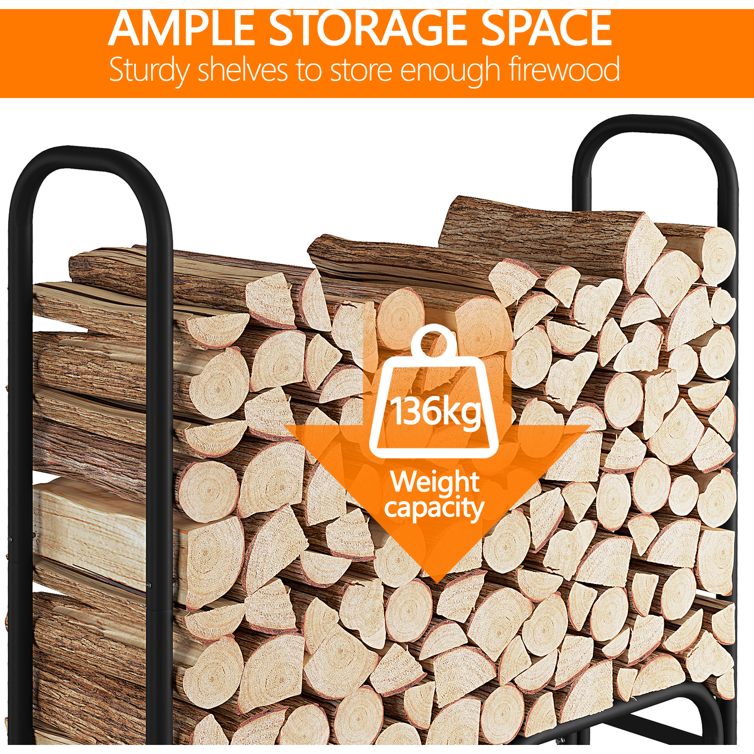 AJUNION Firewood Log Holder Rack for Indoor and Outdoor Storage W123 x D34 x H124.5cm