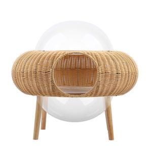 China Hand Woven PP Rattan Cat Nest UFO Design Modern Pet Furniture wholesale
