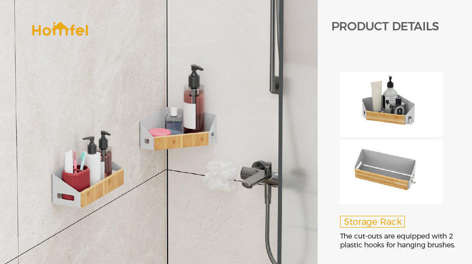 Single Tier Magnetic Attraction Shower Rack For No Drilling Wall Mounting In Bathroom