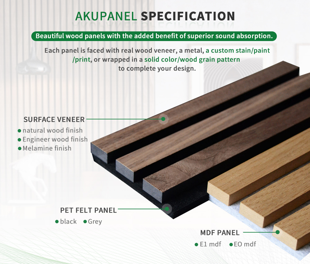 Oak MDF Wood Polyester Felt Acoustic Wall Sound Insulation Panel with Melamine Finish