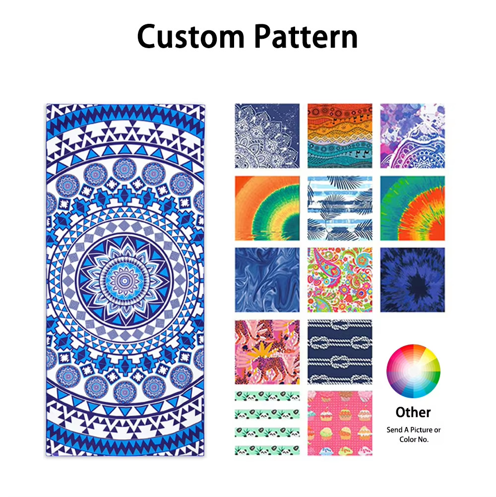 Custom logo Quick Dry Sand Proof Recycled Towel Microfiber Print Swimming Custom Beach Towel Repreve Towel