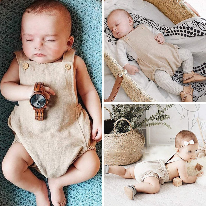 Custom Cotton Line Baby Clothes Baby Girls Romper Onesie Sleeveless Soft Clothes Baby Bodysuit