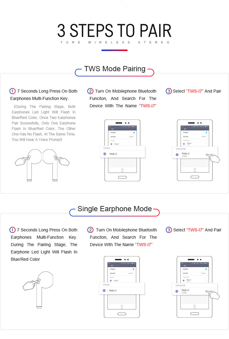 I7 Bluetooth headset tws with charging compartment True wireless binaural Bluetooth headset i7s tws Bluetooth headset un