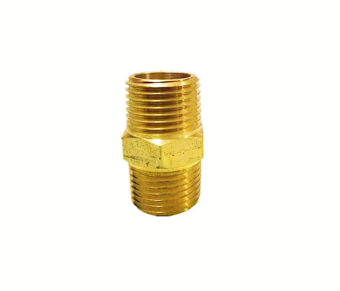 1/2" X 1/2" Brass Hex Nipple , 250F Npt Male Thread Brass Fittings Connector Pipe Adapter