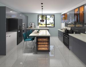 China Kitchen Cupboards Countertop High Gloss Lacquer Built In Pantry Cabinet wholesale
