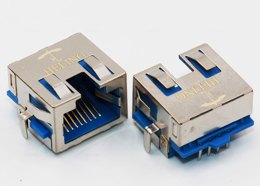 EMI Gasket Right Angle RJ45 Connector , PCB 8P8C Right Angle RJ45 Coupler