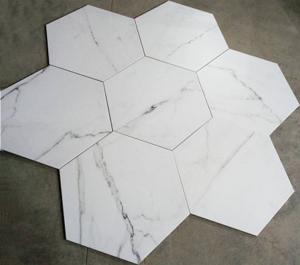 China White Hexagon Ceramic Floor Tile High Wear Resistant For Commercial Building wholesale