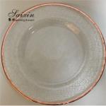 Transparent Gold Beaded Rim Charger Plate Round Flat Glass