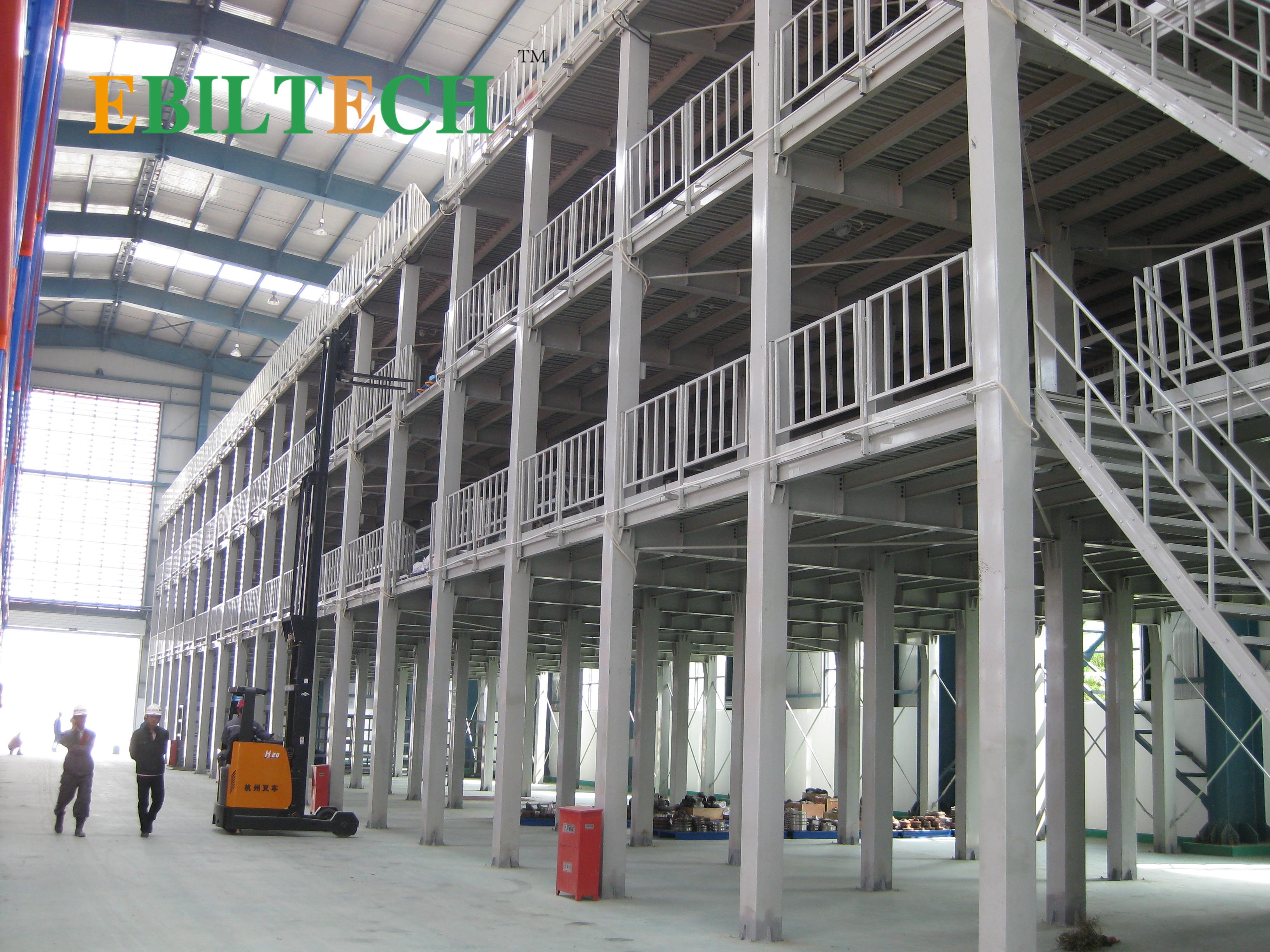500kgs 2000mm Height Steel Platform Industrial Mezzanine Stairs Multi Tier Racking