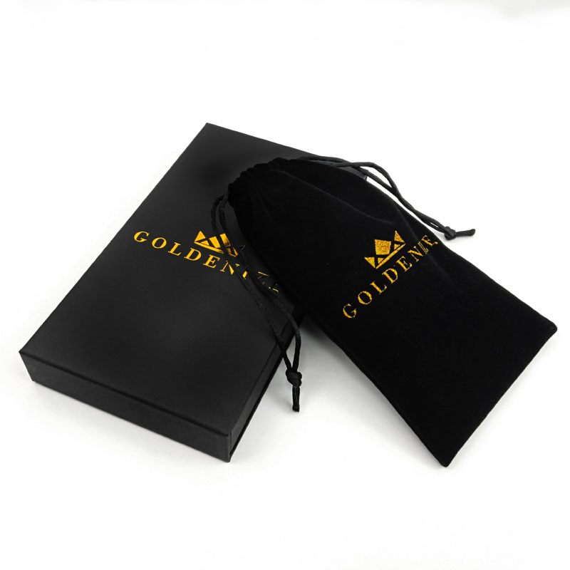 Stylish Black Rigid Drawer Box with Gold Foil Custom Logo and Soft Velvet Lining