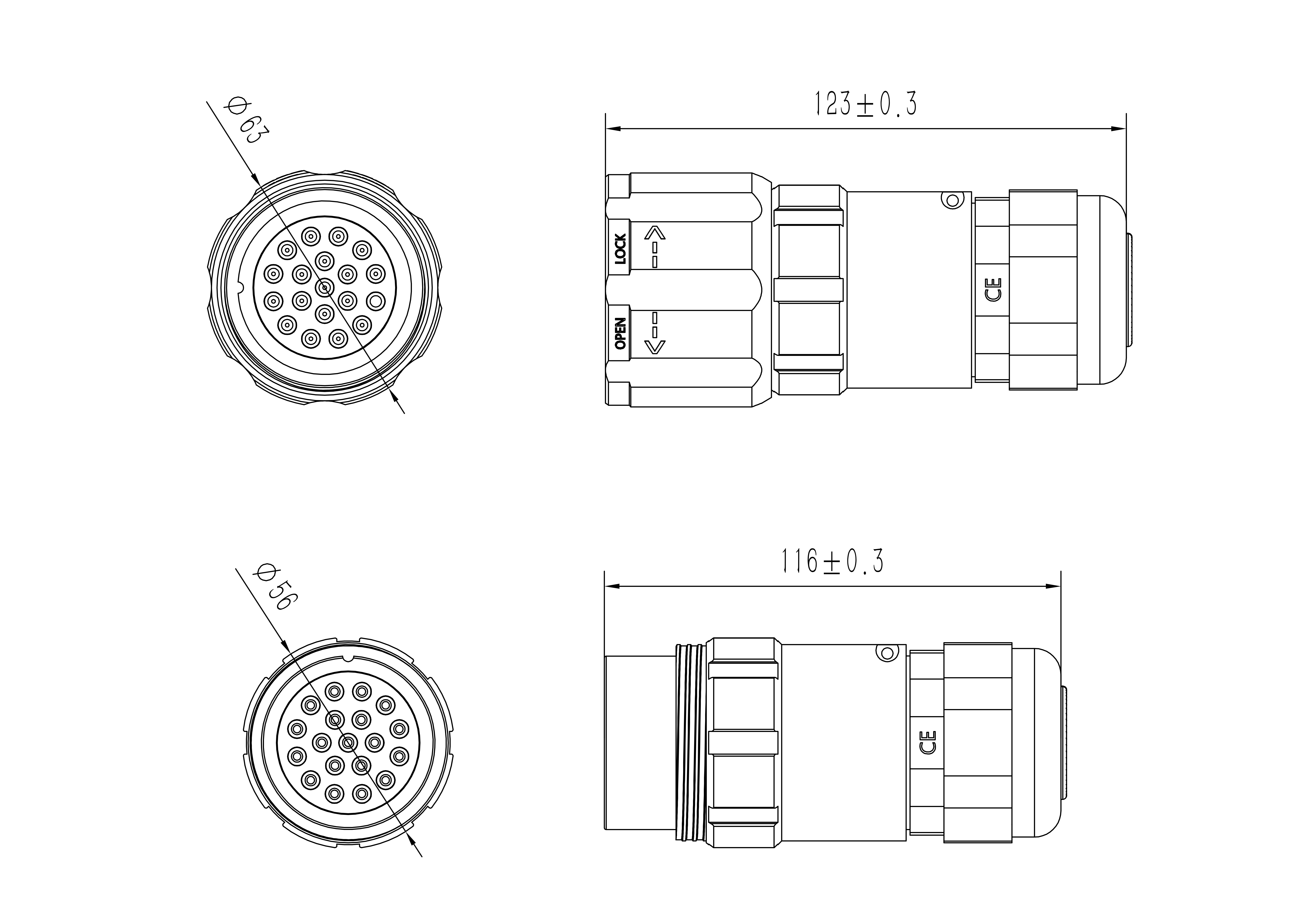 19-Pin Socapex Power Extension Cable Copper Electrical Plug Multipin Male Female Connectors
