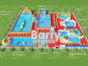 China Commercial inflatable water park equipment , metal frame inflatable amusement park wholesale