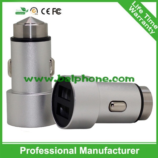2015 top selling 5V 3.1A stainless steel dual usb Car Charger Manufacturers &