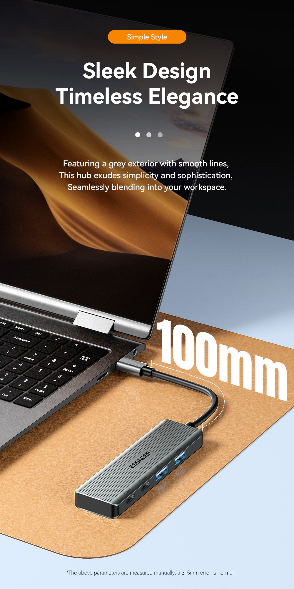 Aliuminium Alloy 4 Ports USB Hub Laptop Type C USB Dock With OTP Protection