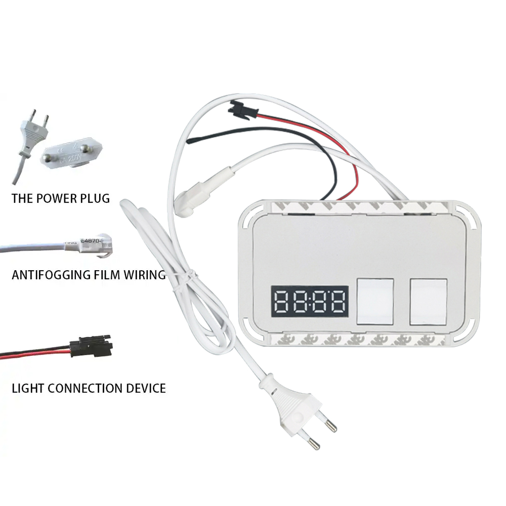 12V 5A 60W LED Bathroom Mirror with Smart Touch Switch and Time Temperature Display
