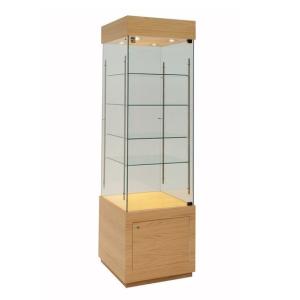 China Contemporary Lockable Glass Showcase Cabinet With Storage Base Adjustable Shelving wholesale