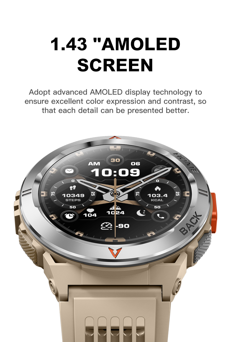GS500 1.43inch AMOLED Smart Watch with GPS and 3ATM Waterproof