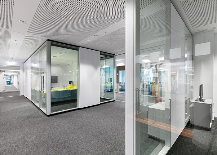 60mm Aluminum framed frameless single and double glass partition wall available Modern Workspaces