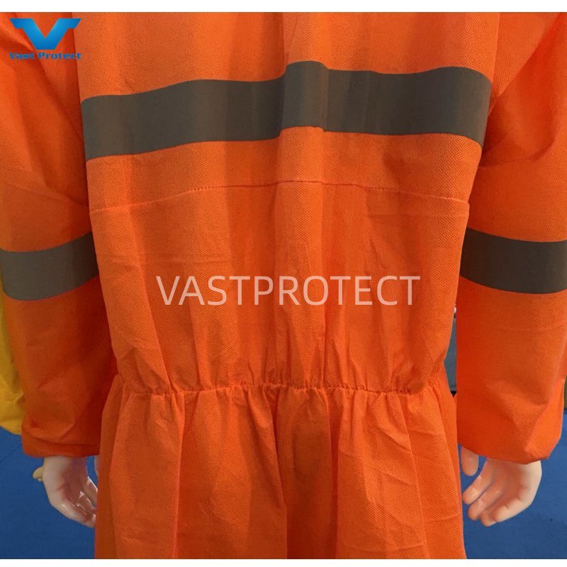 56GSM SMS Tyvek Industrial Protective Type5&6 Coveralls with Reflective Type