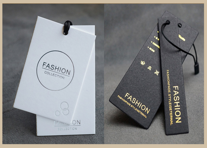 Custom printed 400gsm paper logo embossed garment clothing swing hang tag