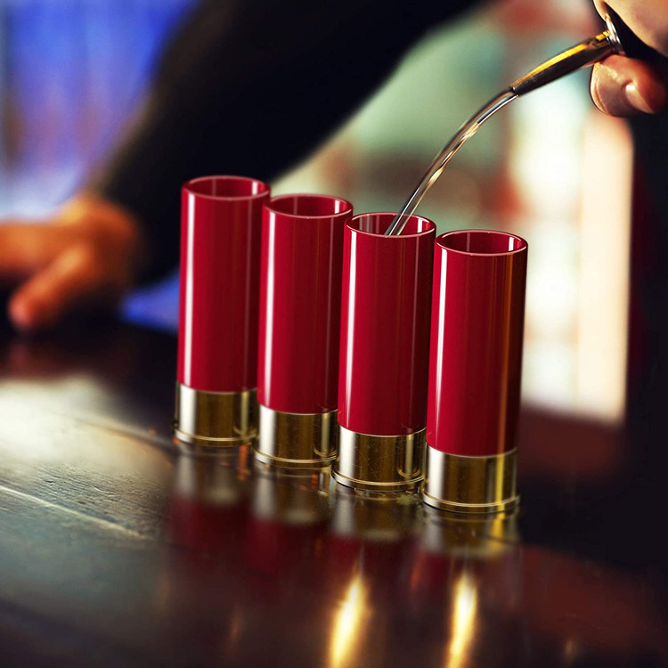 12 Gauge Shot Gun Shell Style Shot Glass Set Of 4 Plastic Shot Glasses