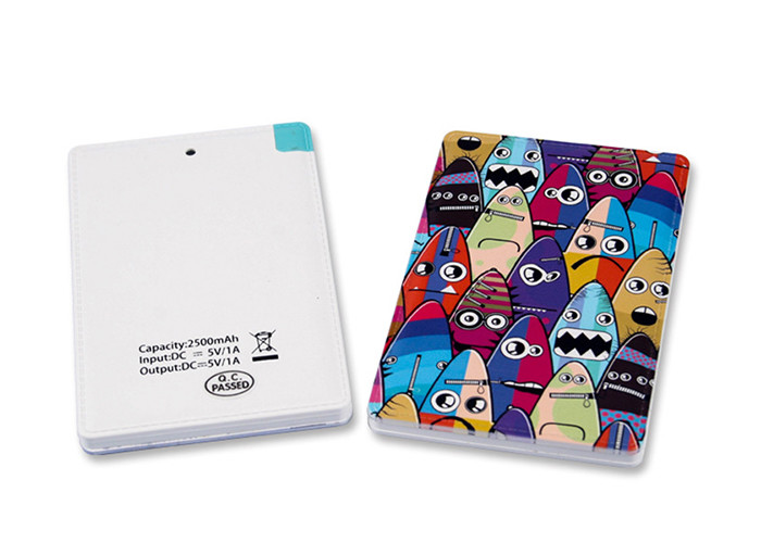 2500mAh 4000mAh Card Portable Power Bank With Charging Line Plastic Material