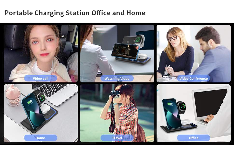 3 in 1 Mobile Phone Fast Charging Magnetic Wireless Charger Foldable and Portable Output 5W/7.5W/10W/15W Protection