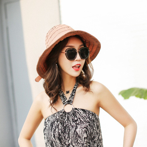 AK17593 fashion sunny beach foldable summer straw hats for womens in stock , promotion cheap hats .