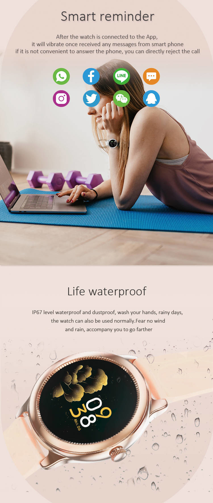 RTL8762C Bluetooth IOT Devices Continuous Auto Heart Rate Monitor Smartwatch