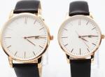 Charm Mens Stainless Steel Watch / Black Leather Wrist Watch Pair For Couples