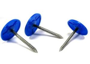 China Colorful Capped Ring Shank PE Plastic Roofing Nails 3/4 Inch wholesale
