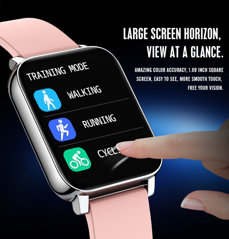 Nordic 52832 1.69in Smart Sport Watch IOT Music Control Health Monitor