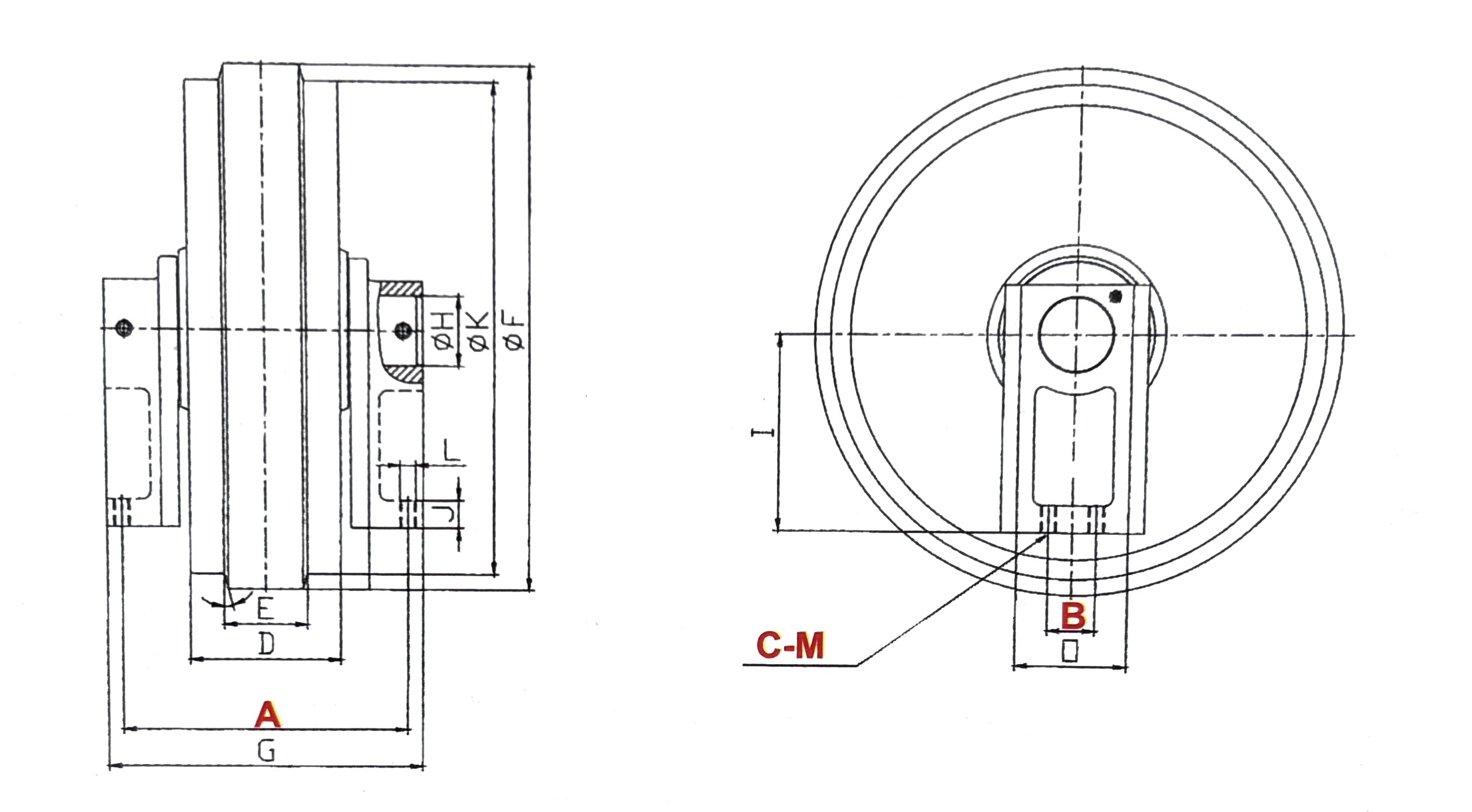 YC85 HRC53-57 2000Hours Excavator Front Idler For Components Of Undercarriage