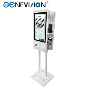 China Ordering Payment Kiosk Restaurant 24 Inch Dual Screen On One Floor Stand wholesale