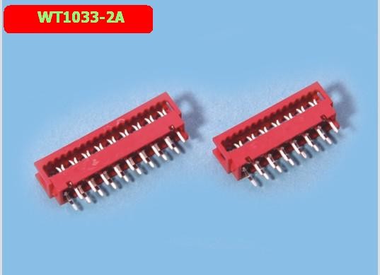 WT1033-2A IC Socket Connector Red Single Row Idc Connector Wire End Long Foot