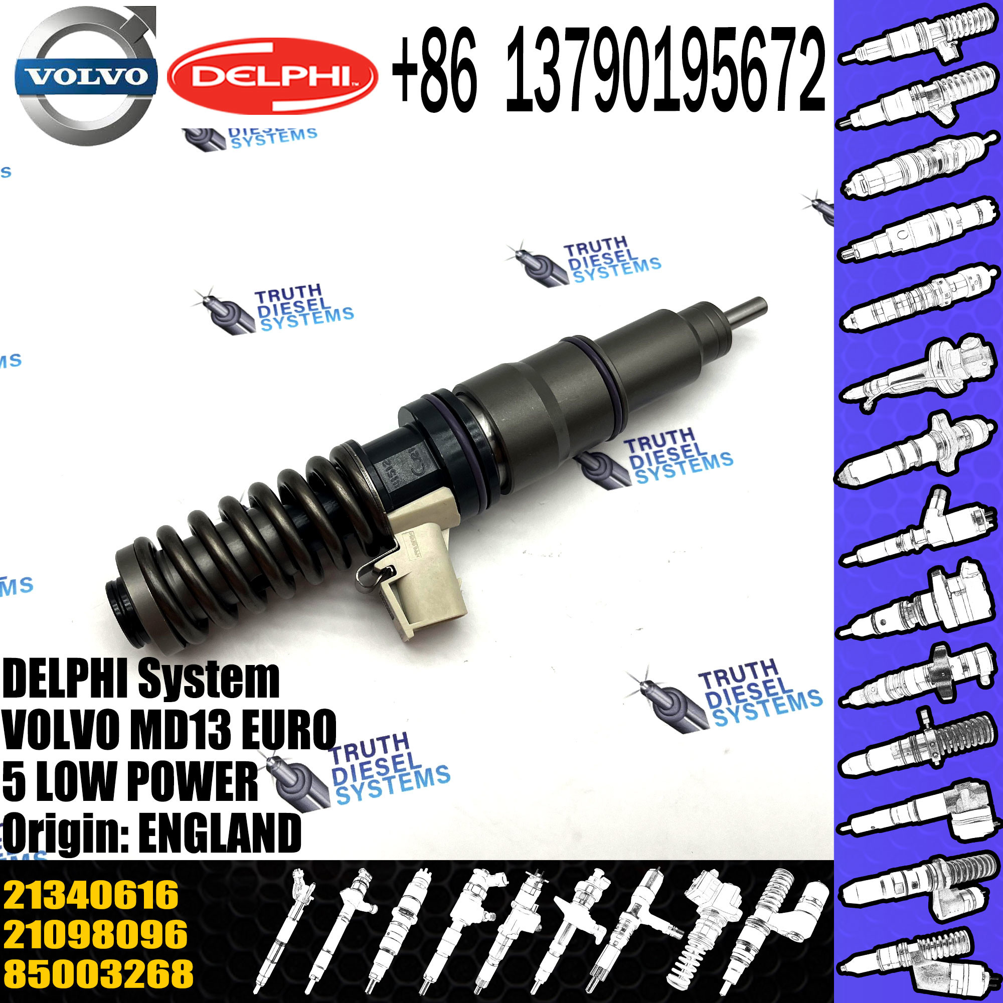 Diesel Engine Common Rail inyector Unit Fuel Injector BEBE4D25001 21371679 85003268 21340616 For VOL MD13 EURO 5
