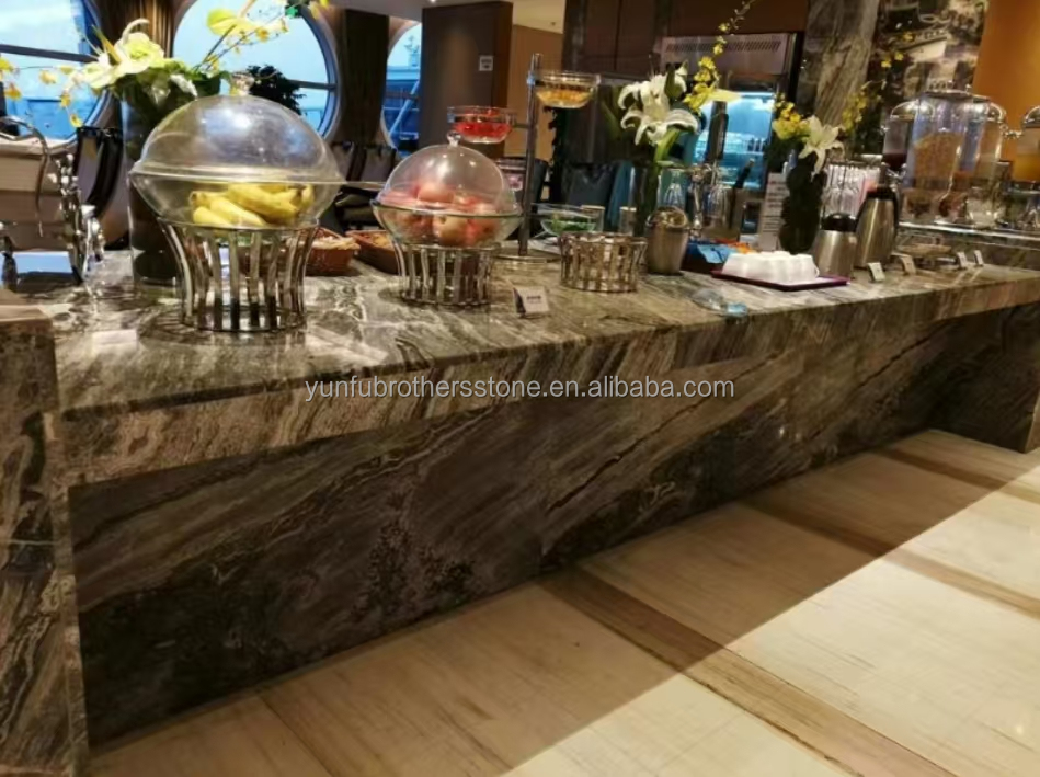 Custom Modern Polished Wave Grey Marble Board for Hotel Wall Panel Floor Design Style