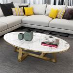 Italian Stainless Steel Marble Hotel Living Room Oval Coffee Table