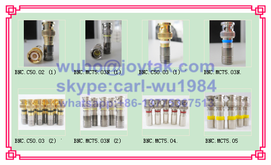 BNC male compression connector 75ohm for RG59 coax cable BNC coaxial connector for monitoring