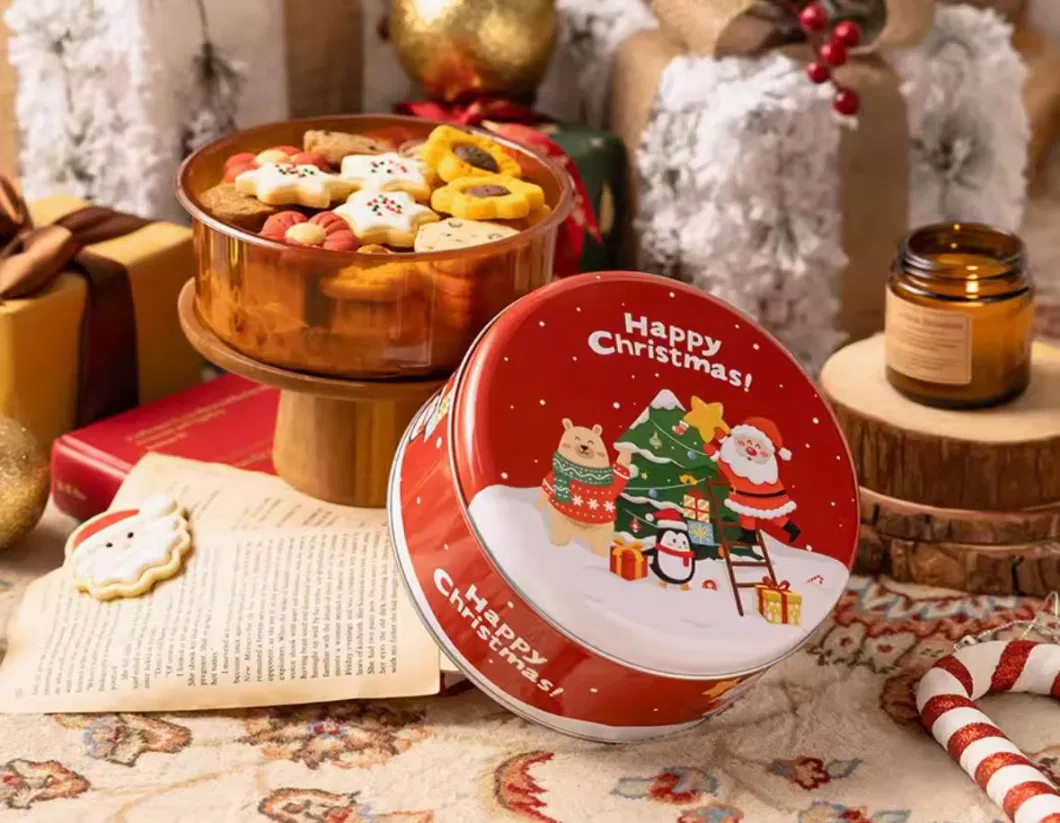 Wholesale Customizedchristmas Round Tin Box Gift Packaging Candy Cute Wedding Candy Mini Small Empty Box Packing