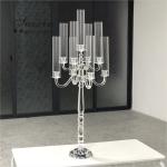 Cylinder Crystal Candle Holder Wedding Centerpieces 9 Arms Glass