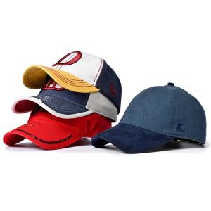 China 3D Embroidery Flexfit Baseball Caps 59cm Bold Line Water Worn Out Cotton Fabric wholesale