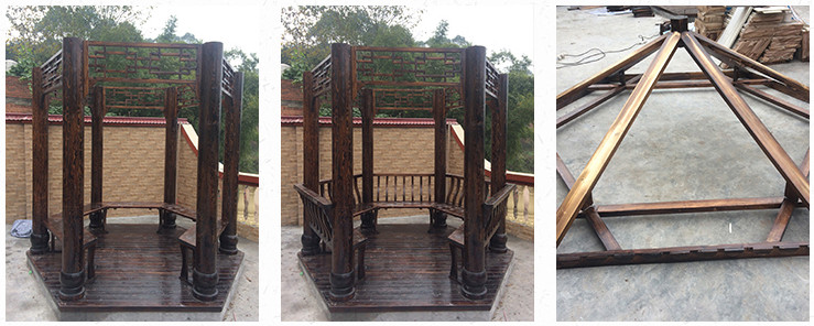 Hexagonal Chinese Wood Gazebo Outdoor Garden Pagoda Pavilion 2.6m
