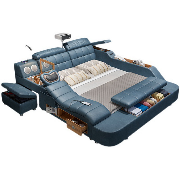 Leather Luxury Bedroom Sets Tufted Upholstered Bed Modern Design
